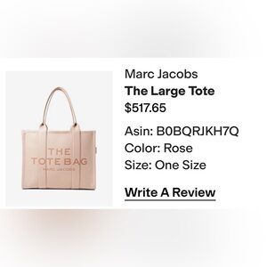 Marc Jacobs Large Tote in Soft Pink
